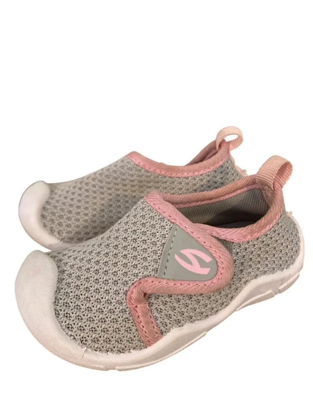 Hobibear Toddler Slip-On Sneakers Gray Pink Size 22 Lightweight Mesh Sole